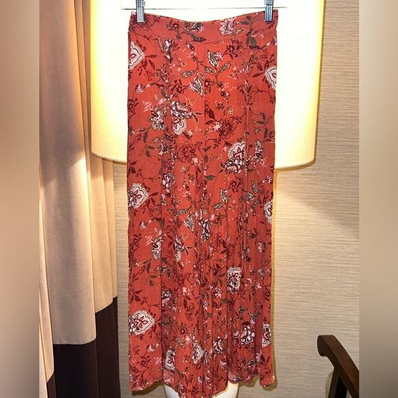 Freshman 1996 Rusty Orange Floral Wide-Leg Loose Pants with Elastic Waist Sz XS - Picture 6 of 16